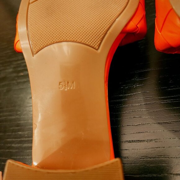 Marc Fisher Casper Bright Summer Orange Braided Block Heel Slide Sandals 5.5M - Picture 13 of 15